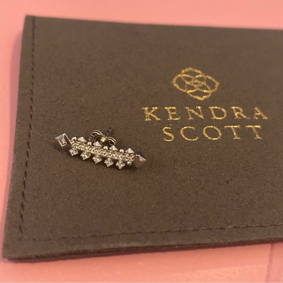 Single 14kt white gold and diamond Kendra Scott Indie ear climber earring - Picture 1 of 5